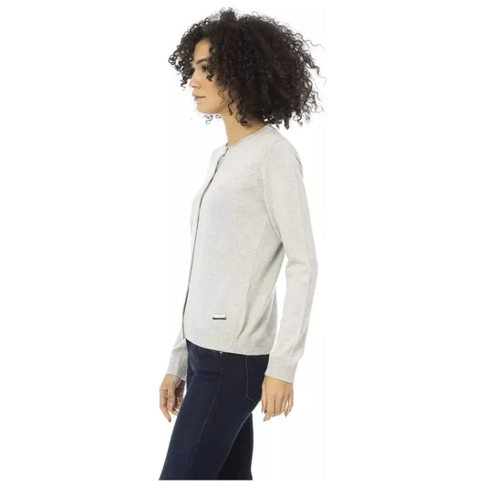 Baldinini Trend Chic Gray Wool-Blend Monogrammed Sweater Baldinini Trend