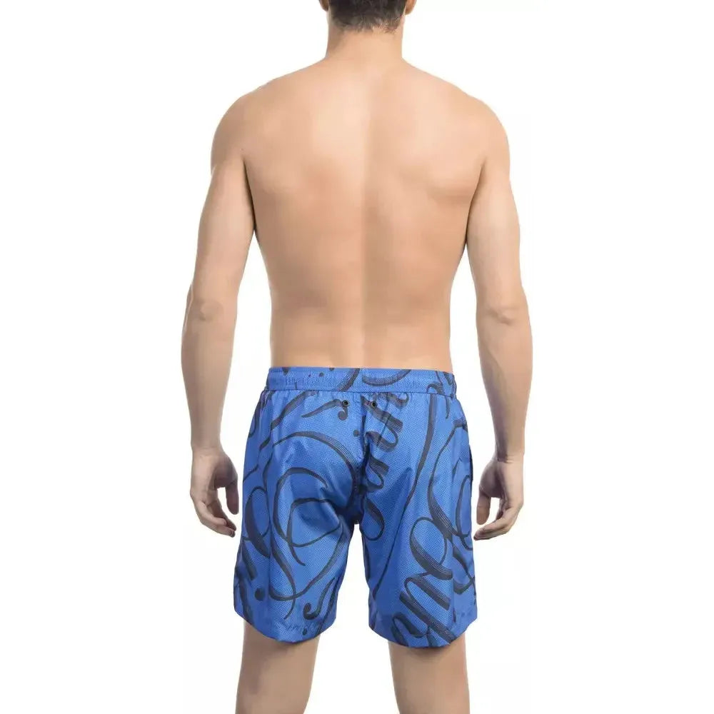 Bikkembergs Blue Polyester Men Swim Short Bikkembergs