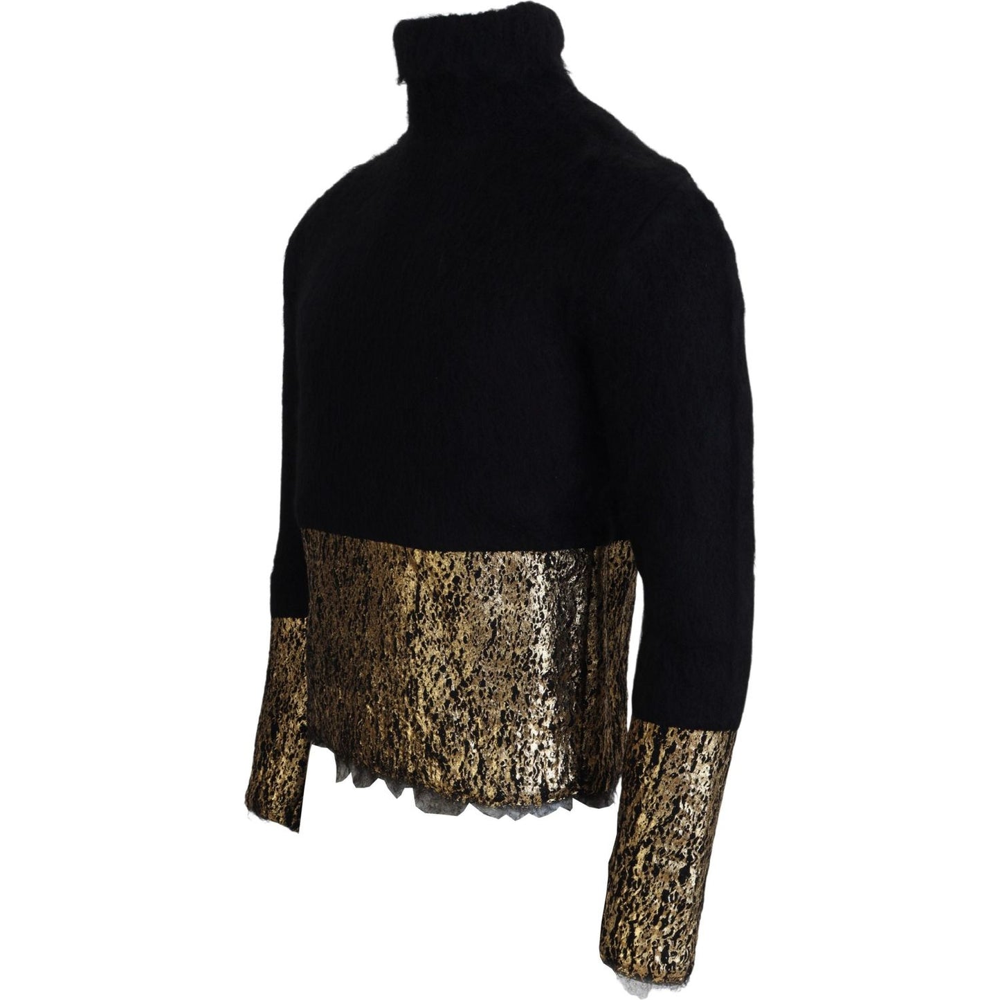 Dolce & Gabbana Stunning Black and Gold Crewneck Sweater Dolce & Gabbana