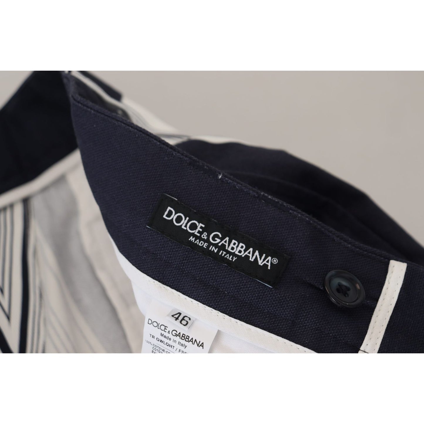 Dolce & Gabbana White Cotton Striped Cropped Pants