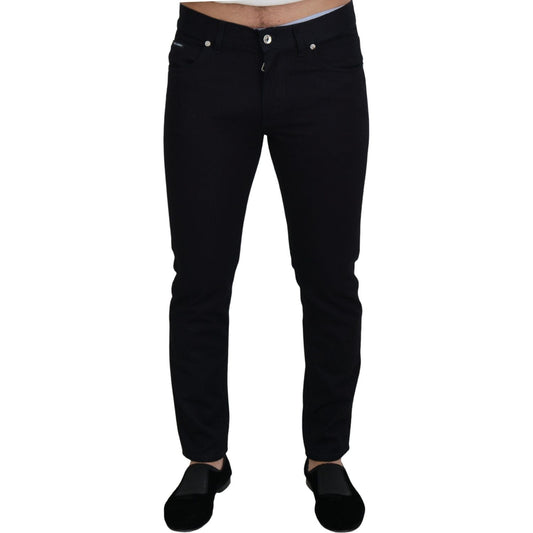 Dolce & Gabbana Elegant Black Silk Blend Denim Pants Dolce & Gabbana