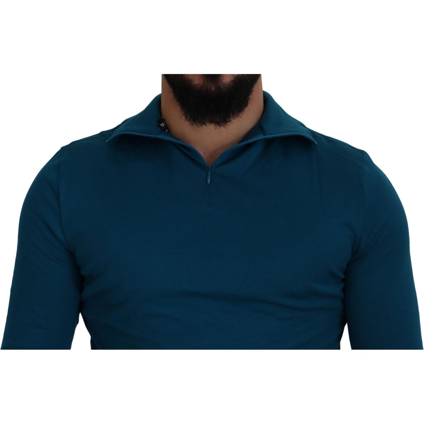 Dolce & Gabbana Elegant Blue Cotton Pullover Sweater Dolce & Gabbana