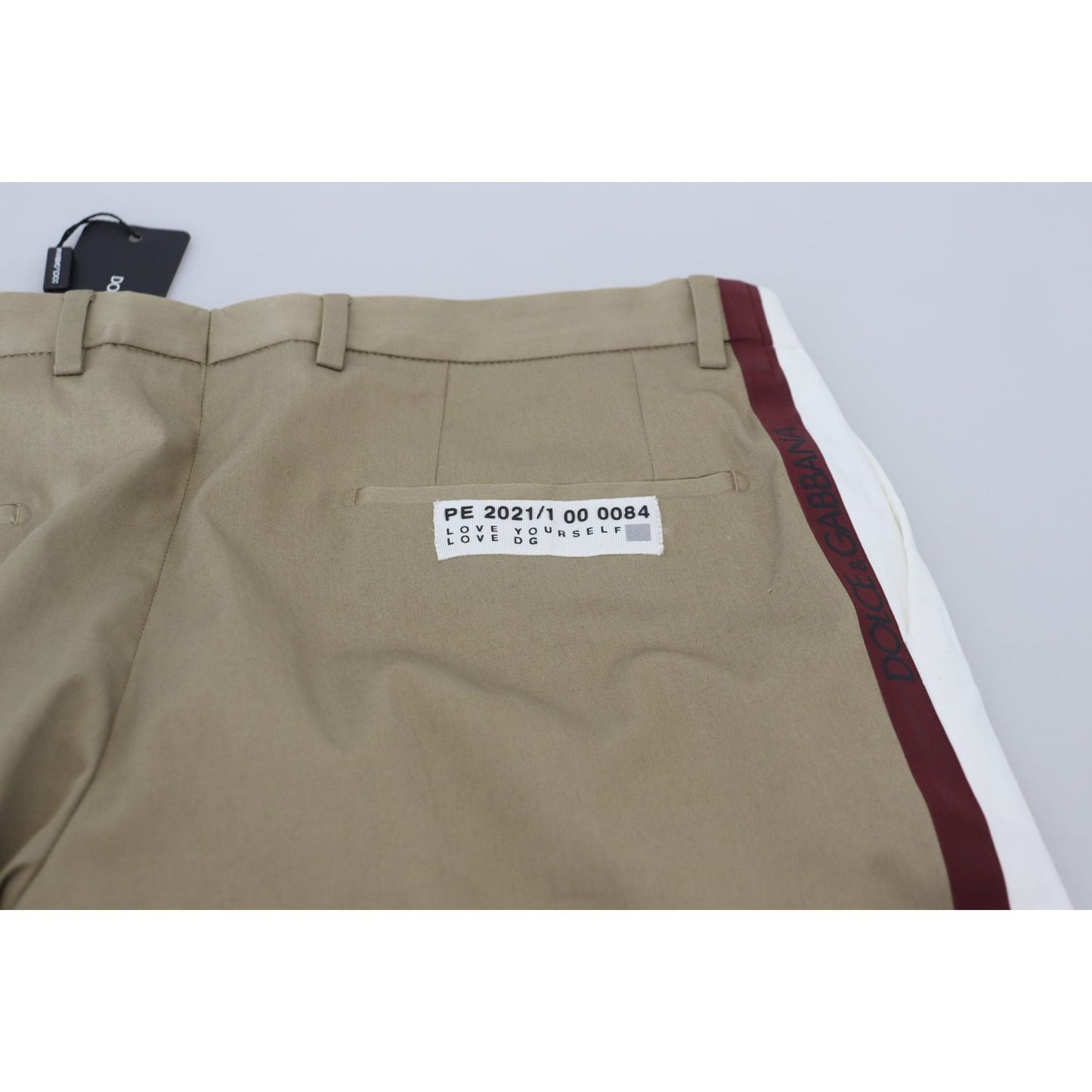 Dolce & Gabbana Two-Tone White & Brown Chic Cotton Pants Dolce & Gabbana