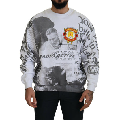 MSGM White Cotton Crewneck Pullover Sweatshirt Sweater MSGM