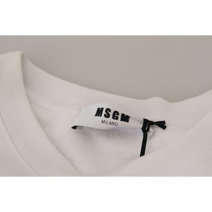 MSGM White Cotton Crewneck Pullover Sweatshirt Sweater MSGM