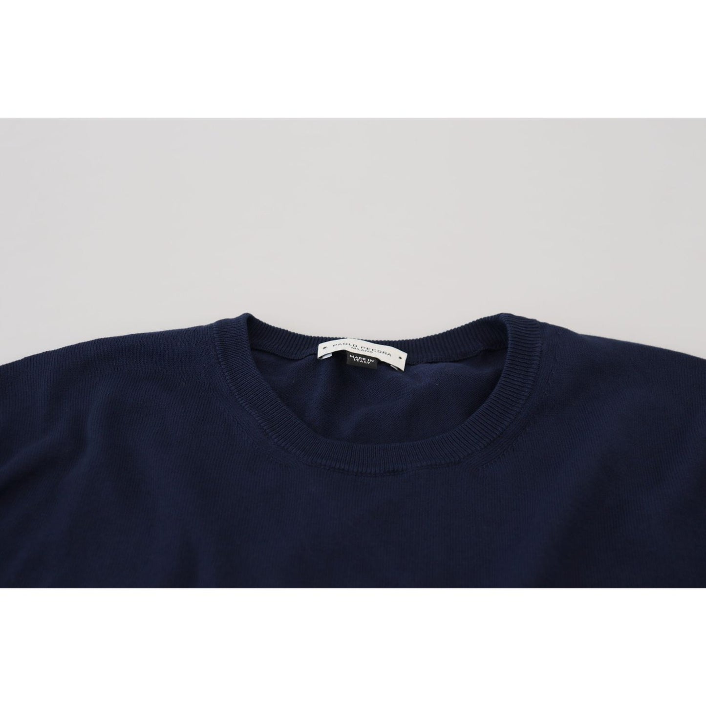 Paolo Pecora Milano Authentic Crewneck Blue Pullover Sweater Paolo Pecora Milano