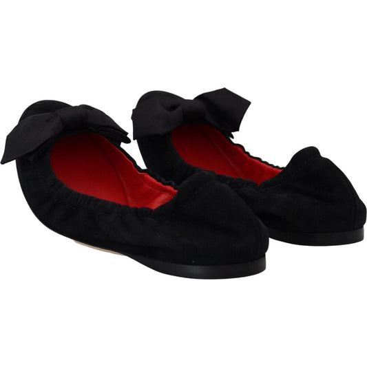 Dolce & Gabbana Elegant Black Suede Ballet Flats Dolce & Gabbana