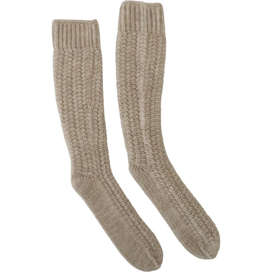 Dolce & Gabbana Chic Beige Wool Blend Over-the-Calf Socks Dolce & Gabbana