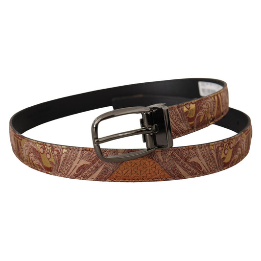 Dolce & Gabbana Multicolor Embossed Leather Black Metal Buckle Belt