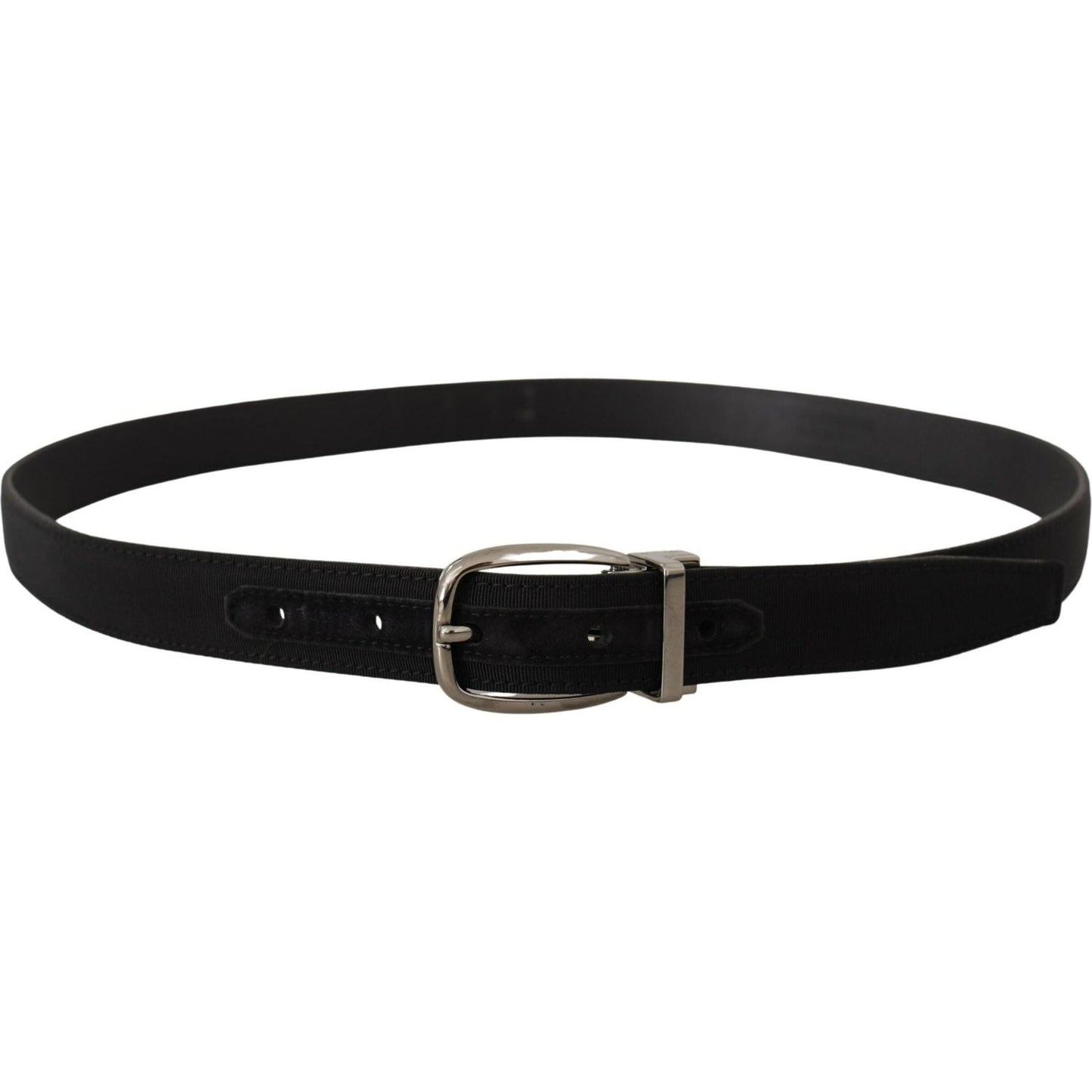 Dolce & Gabbana Elegant Grosgrain Leather Belt with Silver Buckle Dolce & Gabbana