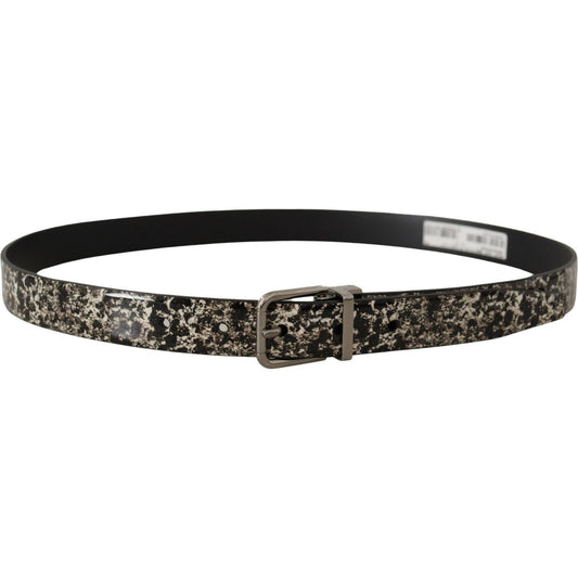 Dolce & Gabbana Elegant Black Marble Print Leather Belt Dolce & Gabbana