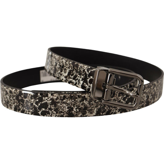 Dolce & Gabbana Elegant Marble Print Leather Belt Dolce & Gabbana