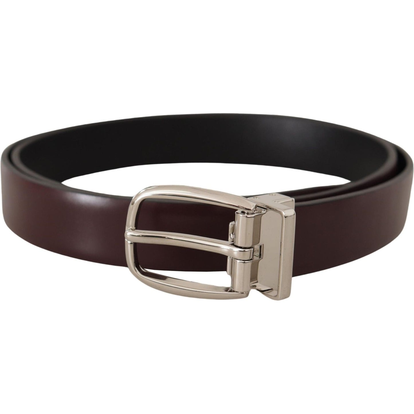 Dolce & Gabbana Elegant Leather Belt with Silver Metal Buckle Dolce & Gabbana