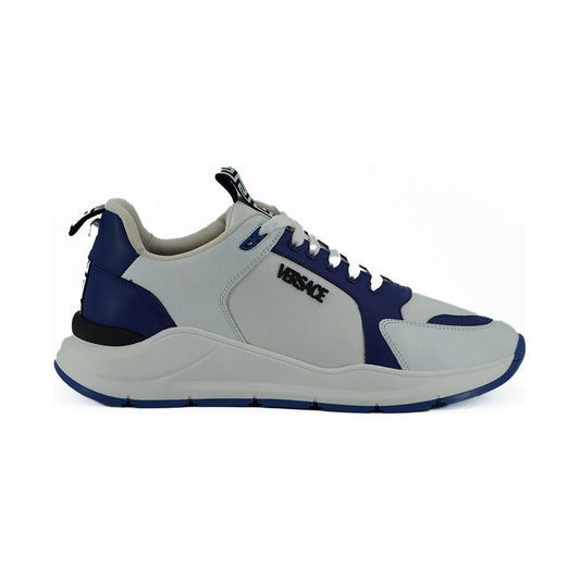 Versace Blue and White Calf Leather Sneakers Versace
