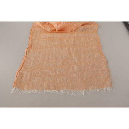 Malo Peach Linen Knitted Shawl Wrap Fringes Scarf Malo