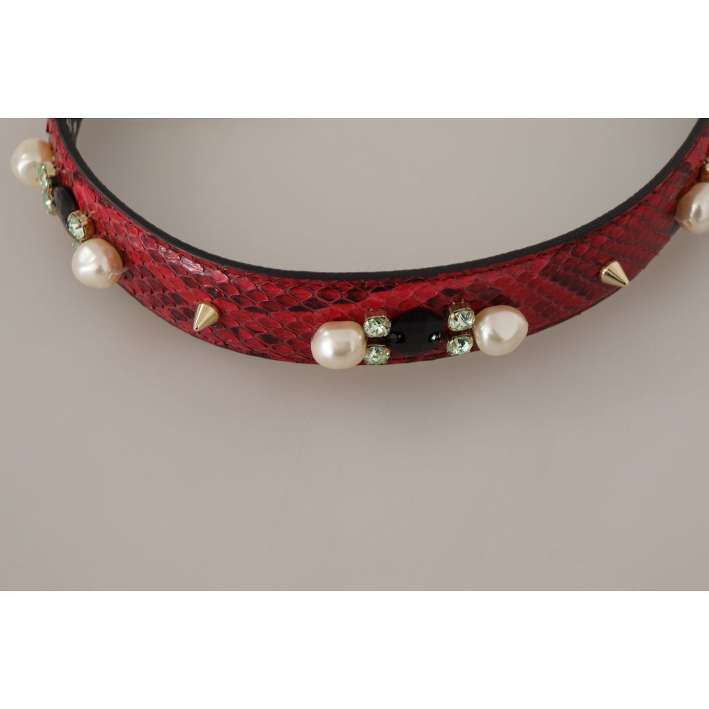 Dolce & Gabbana Red Exotic Leather Crystals Bag Shoulder Strap 1728,67345645728,Bags,Dolce & Gabbana,Leather Accessories - Women - Bags,Material: 100% Python Leather,New with tags,Red,Shoulder Straps - Bags,Women,Women - Bags