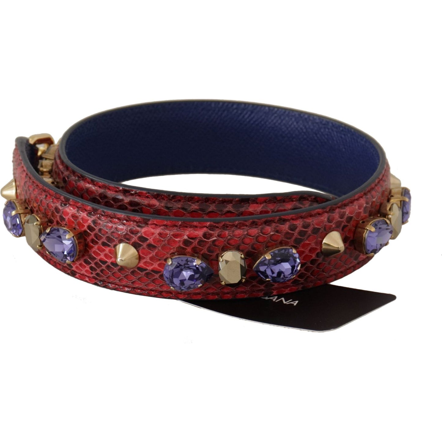 Dolce & Gabbana Red Exotic Leather Crystals Bag Shoulder Strap 1728,67345645728,Bags,Dolce & Gabbana,Leather Accessories - Women - Bags,Material: 100% Python Leather,New with tags,Red,Shoulder Straps - Bags,Women,Women - Bags