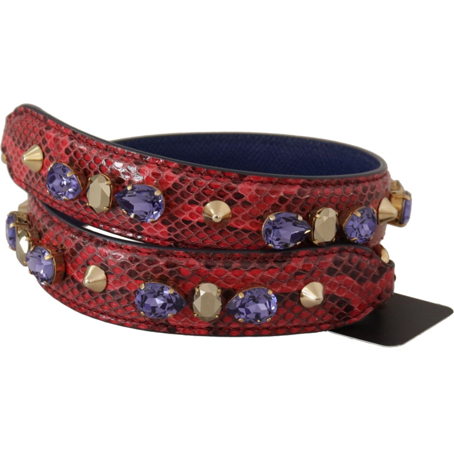 Dolce & Gabbana Red Exotic Leather Crystals Bag Shoulder Strap 1728,67345645728,Bags,Dolce & Gabbana,Leather Accessories - Women - Bags,Material: 100% Python Leather,New with tags,Red,Shoulder Straps - Bags,Women,Women - Bags