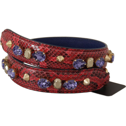 Dolce & Gabbana Red Exotic Leather Crystals Bag Shoulder Strap 1728,67345645728,Bags,Dolce & Gabbana,Leather Accessories - Women - Bags,Material: 100% Python Leather,New with tags,Red,Shoulder Straps - Bags,Women,Women - Bags