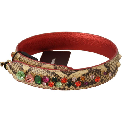 Dolce & Gabbana Beige Exotic Leather Crystals Shoulder Strap 1728,67345645728,Bags,Beige,Dolce & Gabbana,Leather Accessories - Women - Bags,Material: 100% Python Leather,New with tags,Shoulder Straps - Bags,Women,Women - Bags