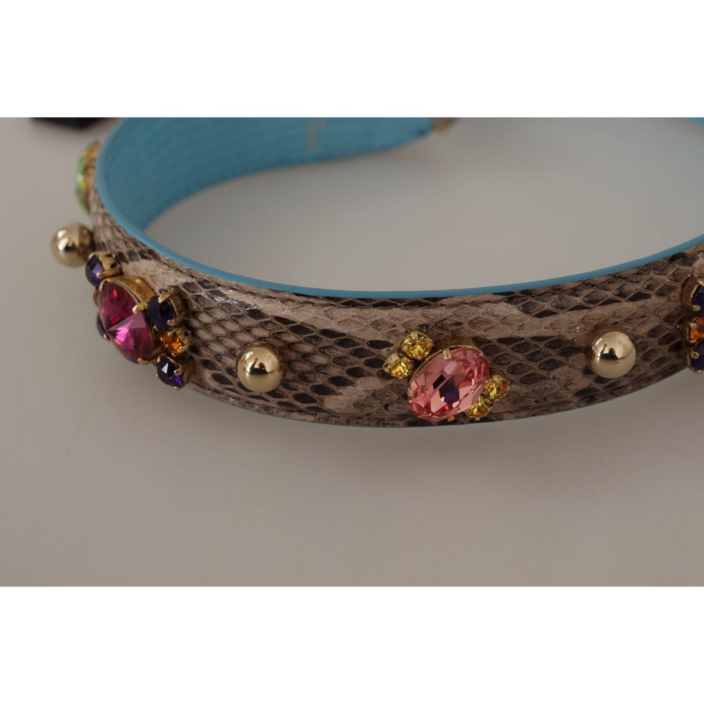 Dolce & Gabbana Brown Exotic Leather Crystals Shoulder Strap 1728,67345645728,Bags,Brown,Dolce & Gabbana,Leather Accessories - Women - Bags,Material: 100% Python Leather,New with tags,Shoulder Straps - Bags,Women,Women - Bags