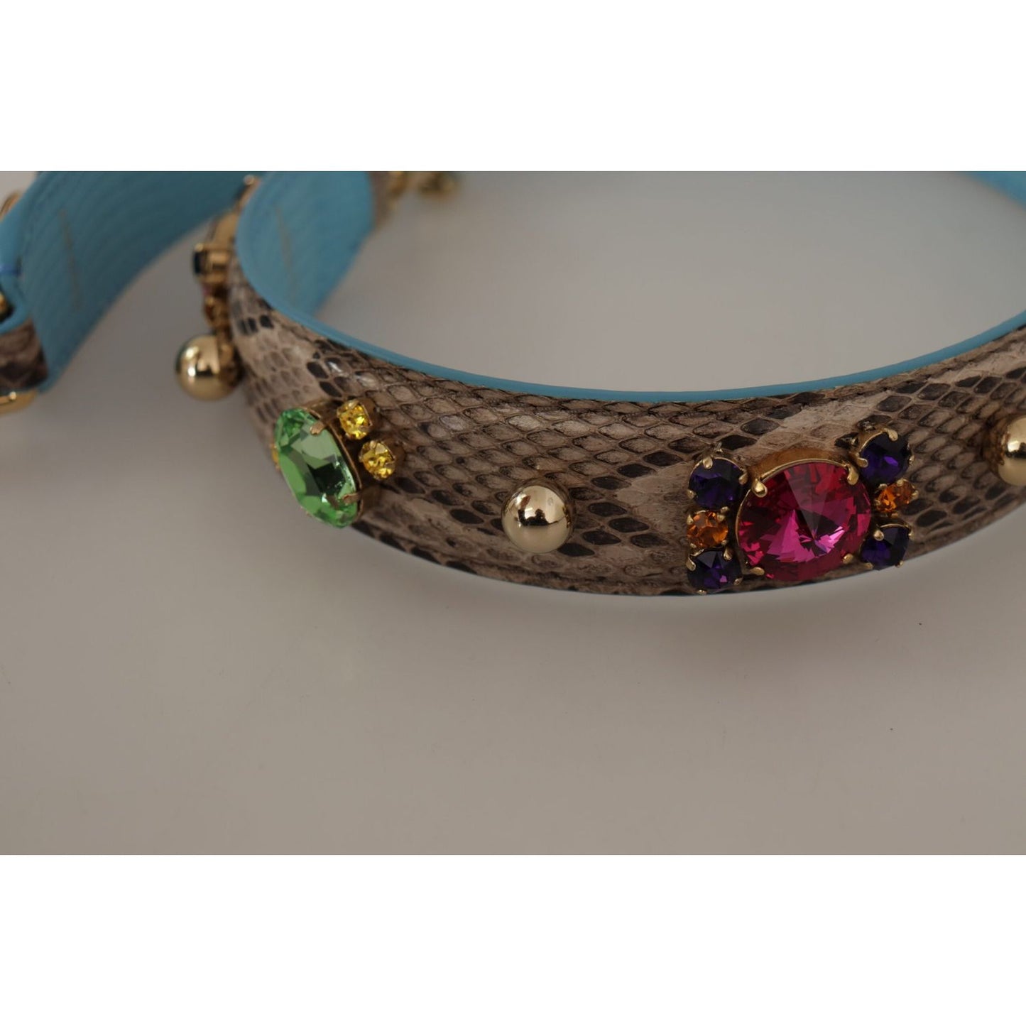 Dolce & Gabbana Brown Exotic Leather Crystals Shoulder Strap 1728,67345645728,Bags,Brown,Dolce & Gabbana,Leather Accessories - Women - Bags,Material: 100% Python Leather,New with tags,Shoulder Straps - Bags,Women,Women - Bags