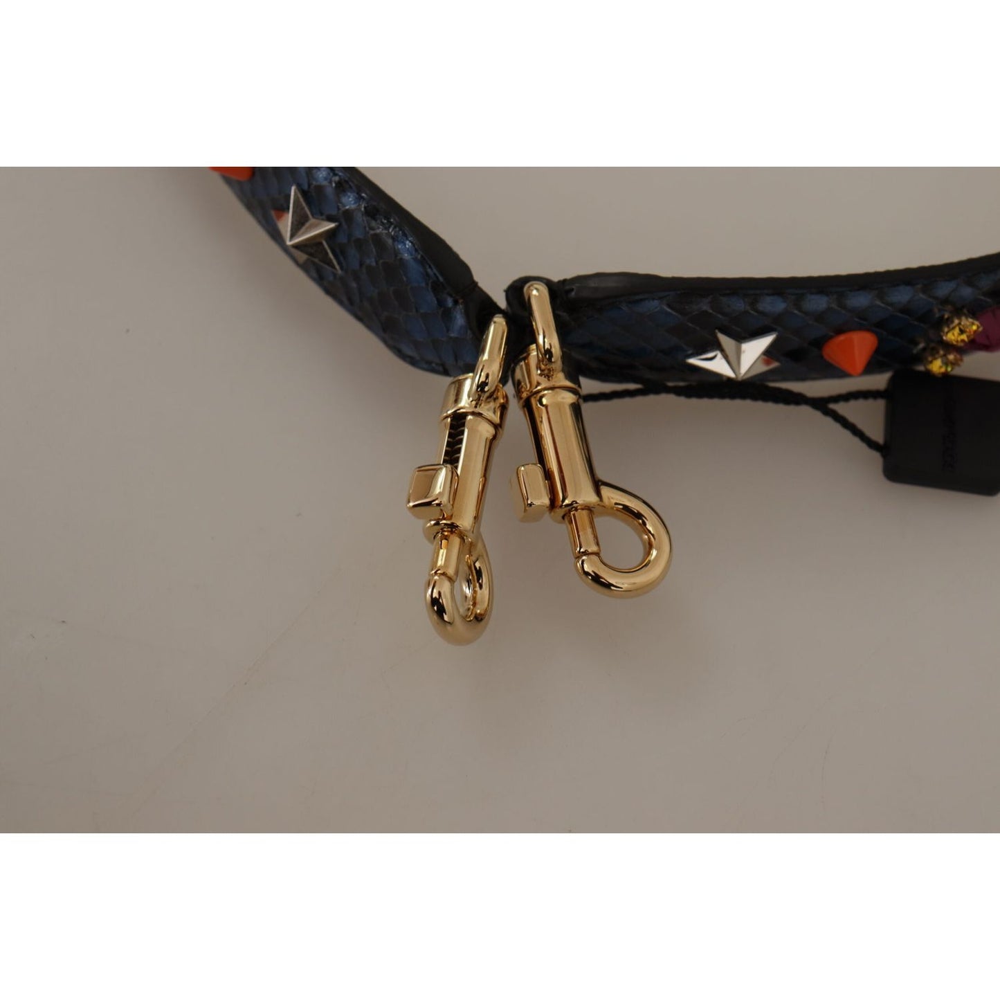 Dolce & Gabbana Blue Exotic Leather Crystals Reversible Shoulder Strap 1728,67345645728,Bags,Blue,Dolce & Gabbana,Leather Accessories - Women - Bags,Material: 100% Python Leather,New with tags,Shoulder Straps - Bags,Women,Women - Bags
