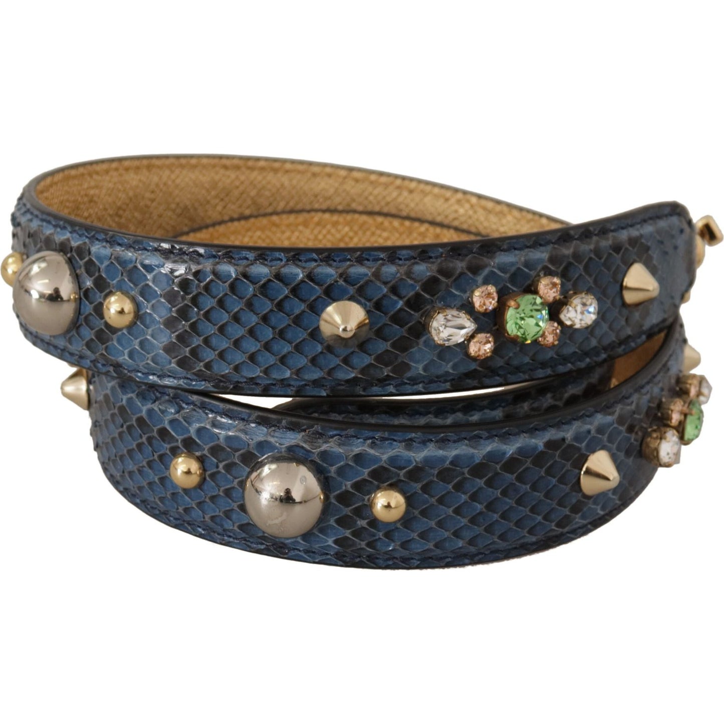 Dolce & Gabbana Blue Exotic Leather Crystals Shoulder Strap 1728,67345645728,Bags,Blue,Dolce & Gabbana,Leather Accessories - Women - Bags,Material: 100% Python Leather,New with tags,Shoulder Straps - Bags,Women,Women - Bags