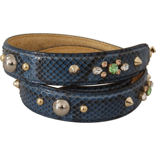 Dolce & Gabbana Blue Exotic Leather Crystals Shoulder Strap 1728,67345645728,Bags,Blue,Dolce & Gabbana,Leather Accessories - Women - Bags,Material: 100% Python Leather,New with tags,Shoulder Straps - Bags,Women,Women - Bags