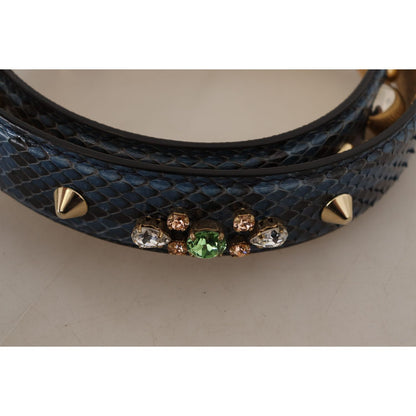 Dolce & Gabbana Blue Exotic Leather Crystals Shoulder Strap 1728,67345645728,Bags,Blue,Dolce & Gabbana,Leather Accessories - Women - Bags,Material: 100% Python Leather,New with tags,Shoulder Straps - Bags,Women,Women - Bags