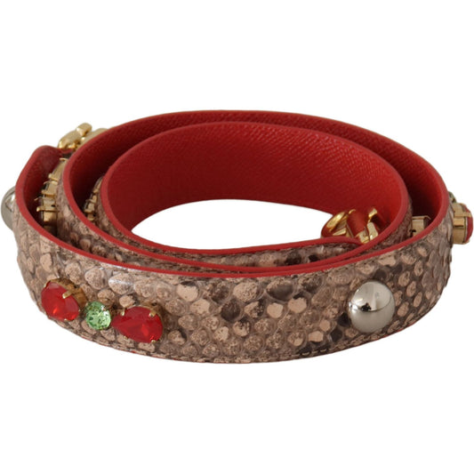 Dolce & Gabbana Brown Python Leather Crystals Shoulder Strap 1728,67345645728,Bags,Brown,Dolce & Gabbana,Leather Accessories - Women - Bags,Material: 100% Python Leather,New with tags,Shoulder Straps - Bags,Women,Women - Bags