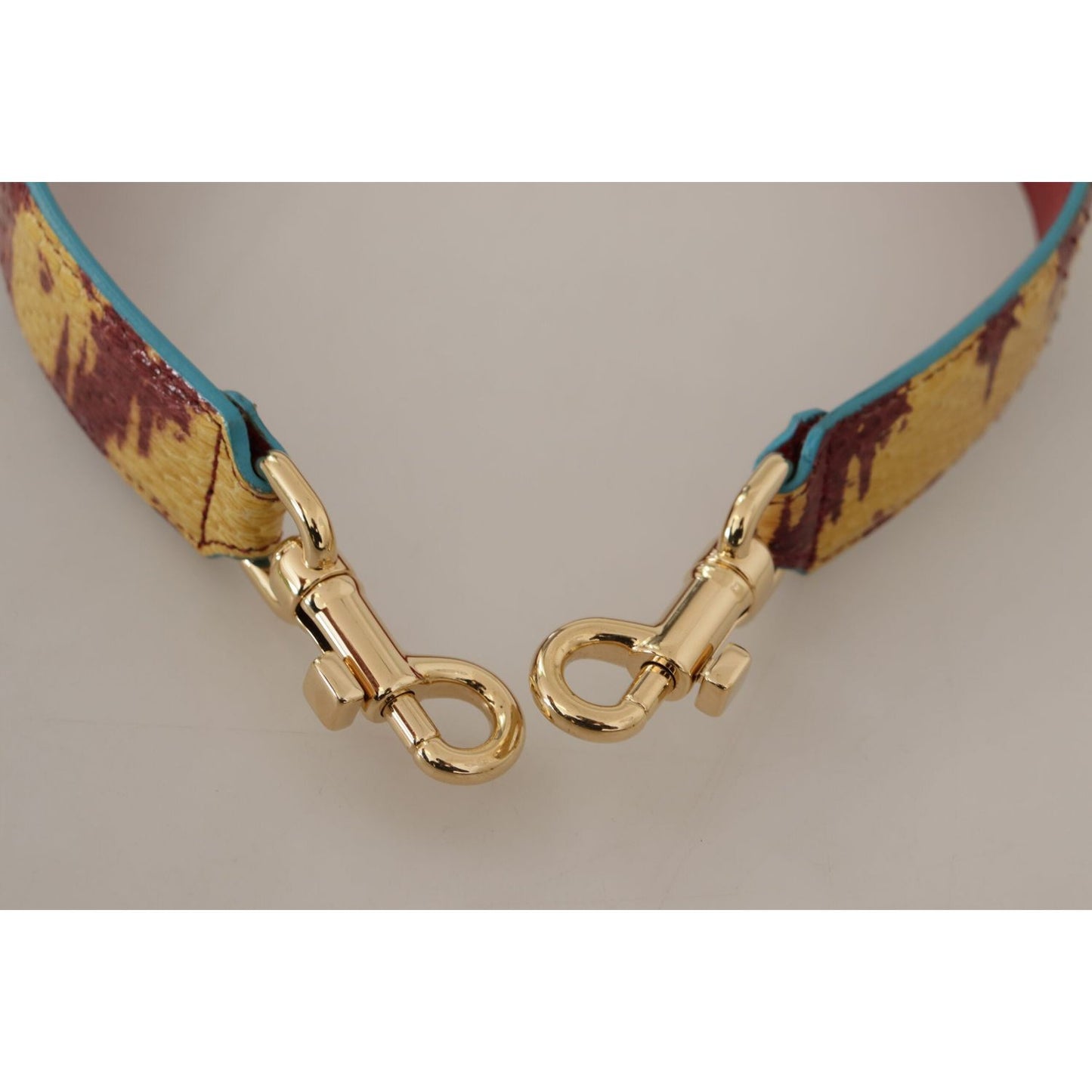 Dolce & Gabbana Yellow Red Leather Gold Tone Shoulder Strap