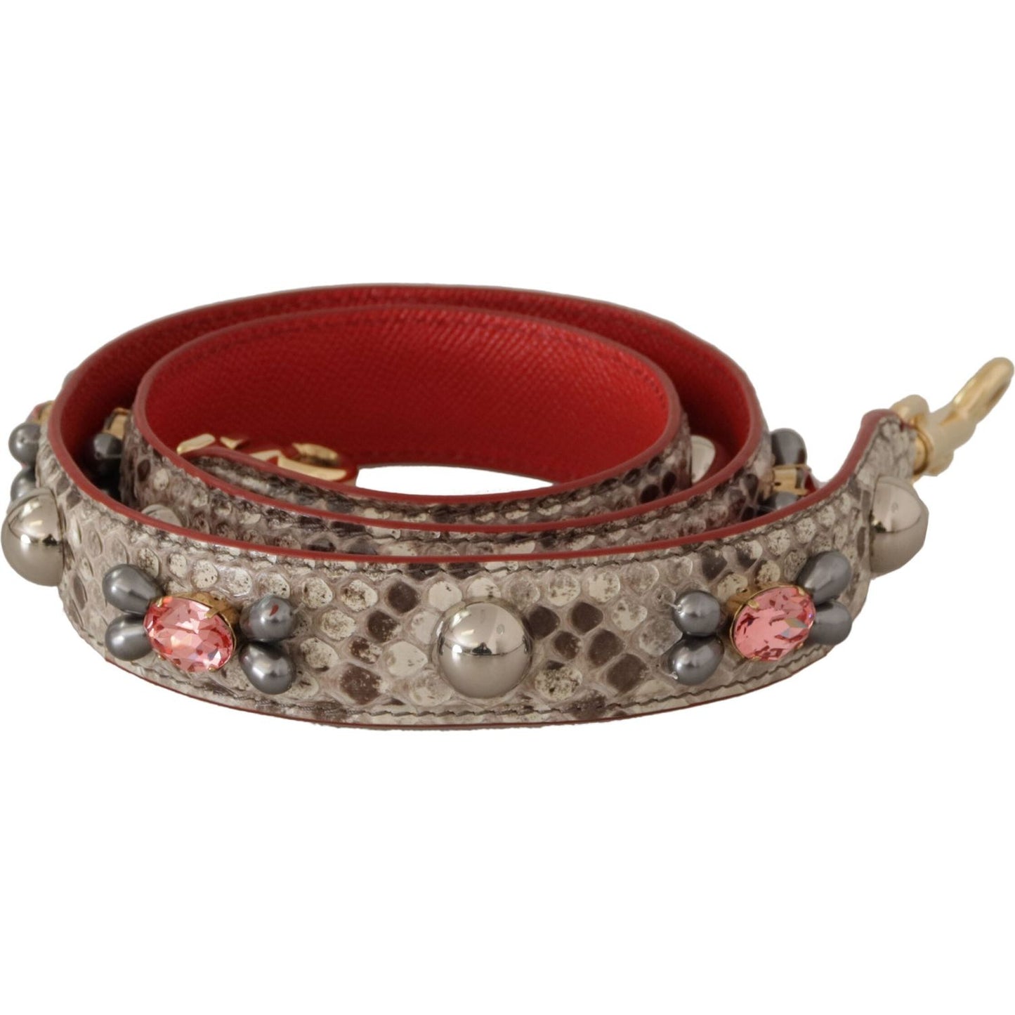 Dolce & Gabbana Beige Exotic Leather Studded Shoulder Strap 1728,67345645728,Bags,Beige,Dolce & Gabbana,Leather Accessories - Women - Bags,Material: 100% Python Leather,New with tags,Shoulder Straps - Bags,Women,Women - Bags