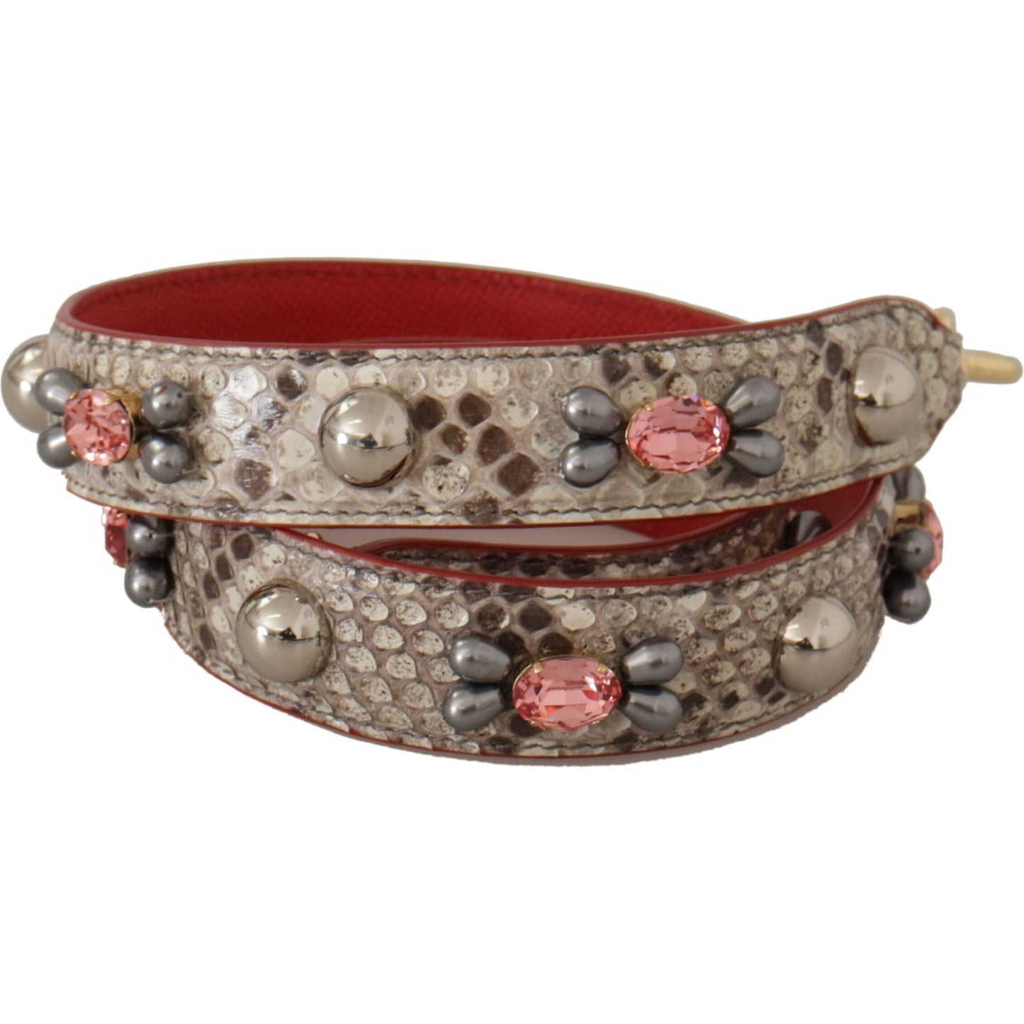 Dolce & Gabbana Beige Exotic Leather Studded Shoulder Strap 1728,67345645728,Bags,Beige,Dolce & Gabbana,Leather Accessories - Women - Bags,Material: 100% Python Leather,New with tags,Shoulder Straps - Bags,Women,Women - Bags