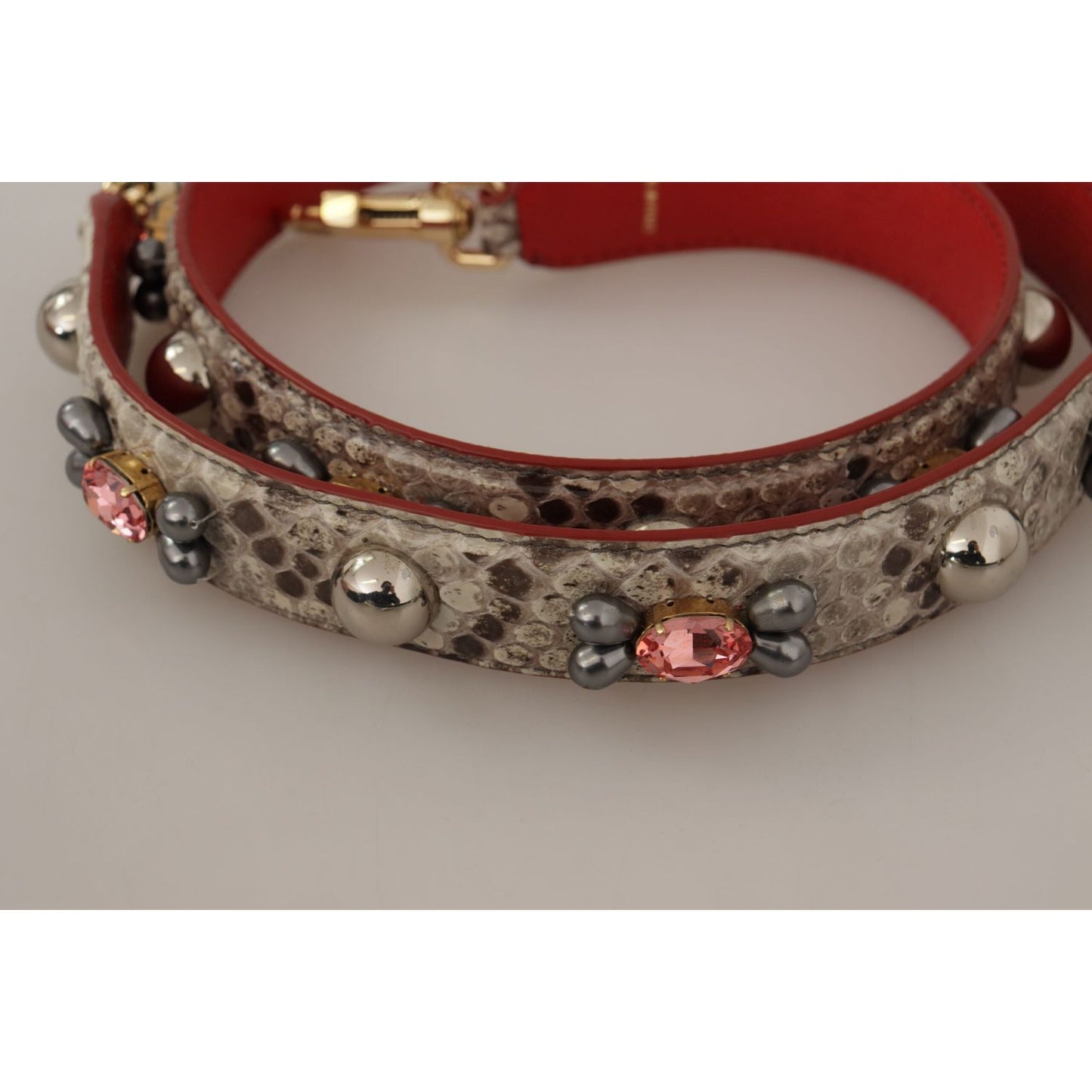 Dolce & Gabbana Beige Exotic Leather Studded Shoulder Strap 1728,67345645728,Bags,Beige,Dolce & Gabbana,Leather Accessories - Women - Bags,Material: 100% Python Leather,New with tags,Shoulder Straps - Bags,Women,Women - Bags