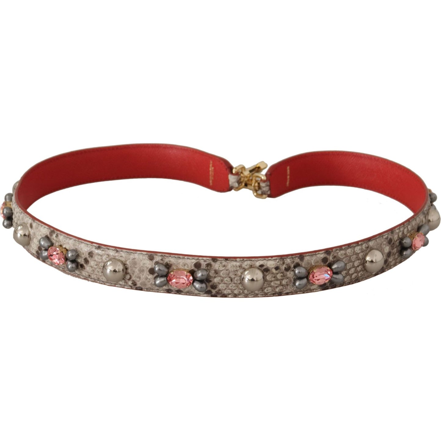Dolce & Gabbana Beige Exotic Leather Studded Shoulder Strap 1728,67345645728,Bags,Beige,Dolce & Gabbana,Leather Accessories - Women - Bags,Material: 100% Python Leather,New with tags,Shoulder Straps - Bags,Women,Women - Bags