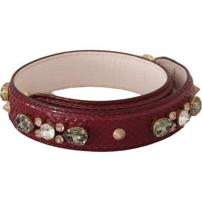 Dolce & Gabbana Bordeaux Leather Crystals Bag Shoulder Strap 1728,67345645728,Bags,Bordeaux,Dolce & Gabbana,Leather Accessories - Women - Bags,Material: 100% Python Leather,New with tags,Shoulder Straps - Bags,Women,Women - Bags