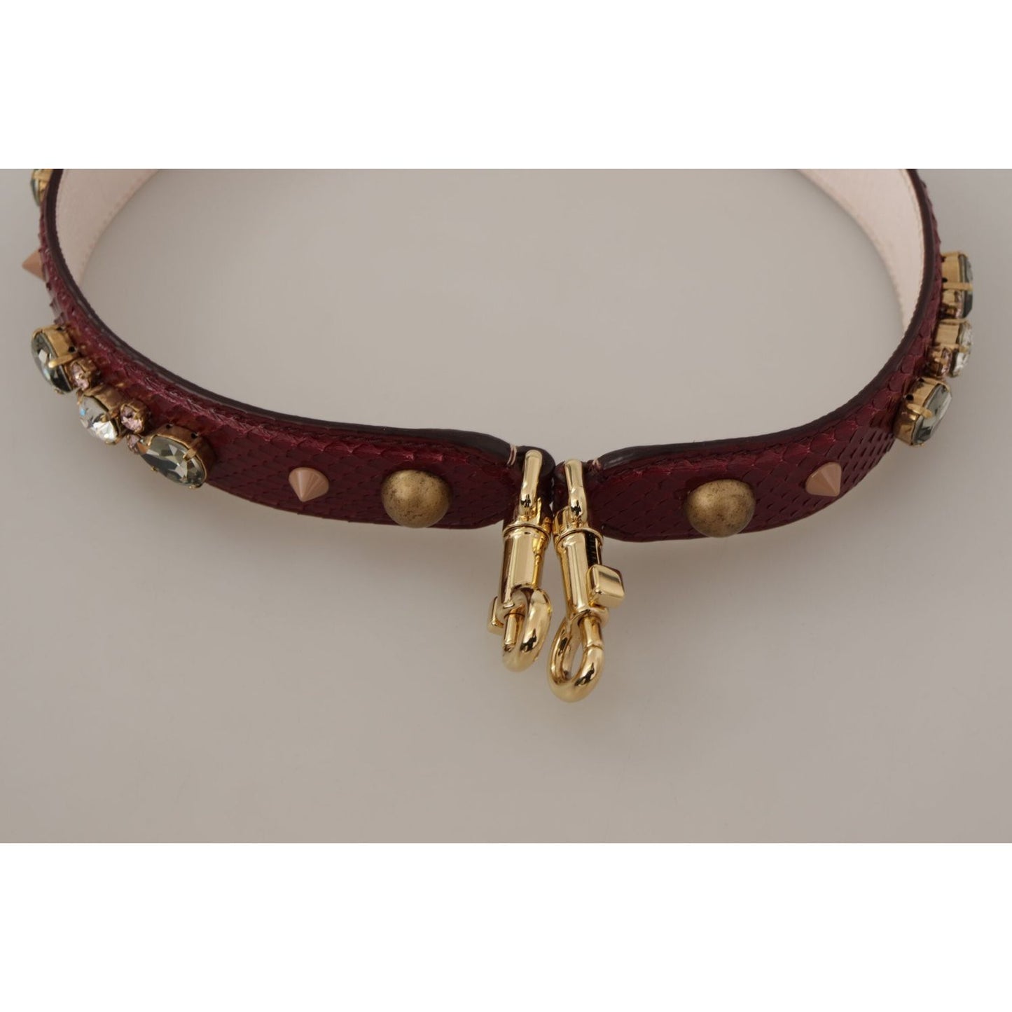 Dolce & Gabbana Bordeaux Leather Crystals Bag Shoulder Strap 1728,67345645728,Bags,Bordeaux,Dolce & Gabbana,Leather Accessories - Women - Bags,Material: 100% Python Leather,New with tags,Shoulder Straps - Bags,Women,Women - Bags