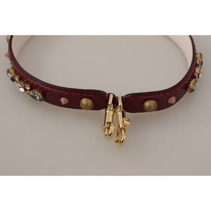 Dolce & Gabbana Bordeaux Leather Crystals Bag Shoulder Strap 1728,67345645728,Bags,Bordeaux,Dolce & Gabbana,Leather Accessories - Women - Bags,Material: 100% Python Leather,New with tags,Shoulder Straps - Bags,Women,Women - Bags