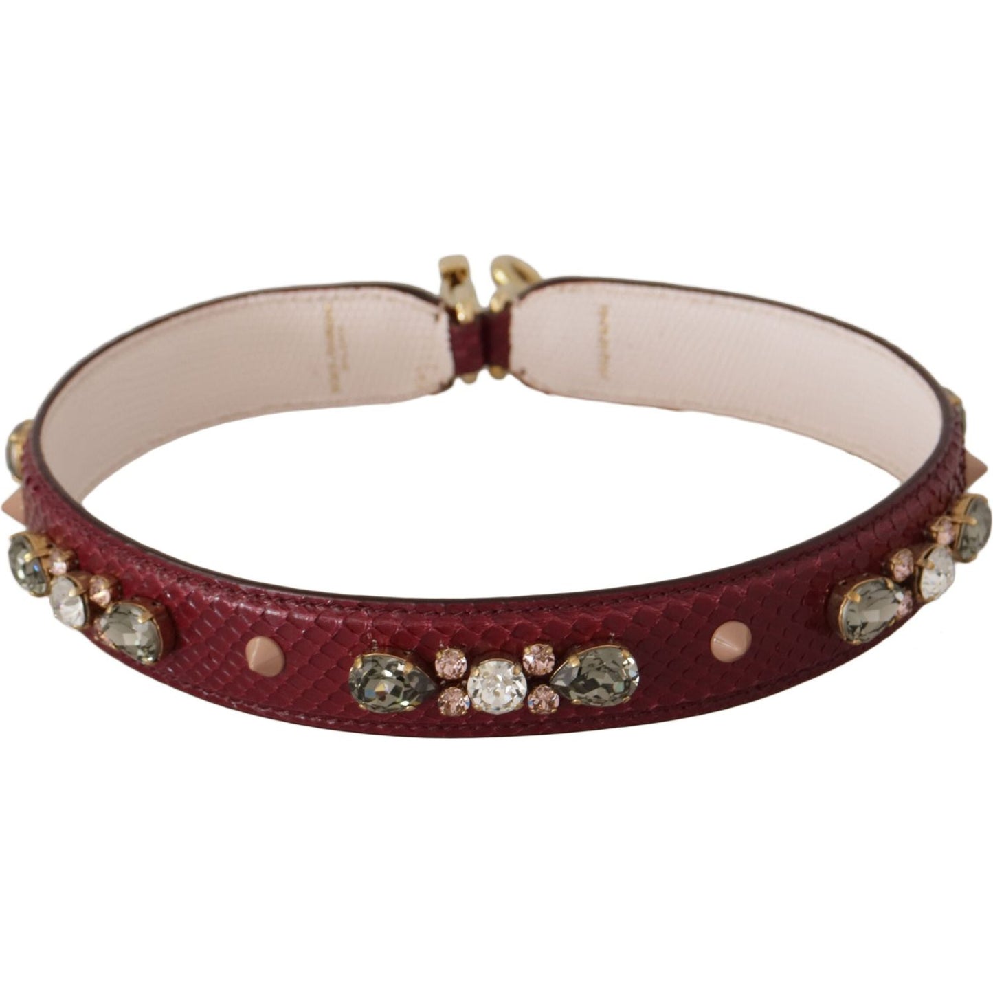 Dolce & Gabbana Bordeaux Leather Crystals Bag Shoulder Strap 1728,67345645728,Bags,Bordeaux,Dolce & Gabbana,Leather Accessories - Women - Bags,Material: 100% Python Leather,New with tags,Shoulder Straps - Bags,Women,Women - Bags