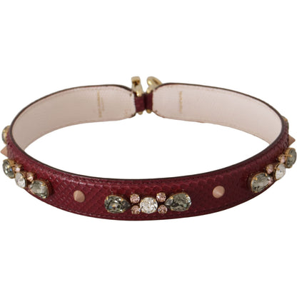 Dolce & Gabbana Bordeaux Leather Crystals Bag Shoulder Strap 1728,67345645728,Bags,Bordeaux,Dolce & Gabbana,Leather Accessories - Women - Bags,Material: 100% Python Leather,New with tags,Shoulder Straps - Bags,Women,Women - Bags
