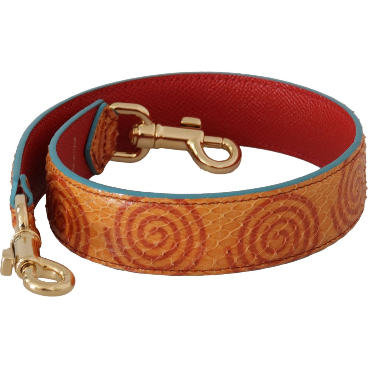 Dolce & Gabbana Orange Leather Swirl Print Bag Shoulder Strap 1728,67345645728,Bags,Dolce & Gabbana,Leather Accessories - Women - Bags,Material: 100% Leather,New with tags,Orange,Shoulder Straps - Bags,Women,Women - Bags