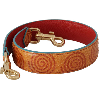 Dolce & Gabbana Orange Leather Swirl Print Bag Shoulder Strap 1728,67345645728,Bags,Dolce & Gabbana,Leather Accessories - Women - Bags,Material: 100% Leather,New with tags,Orange,Shoulder Straps - Bags,Women,Women - Bags