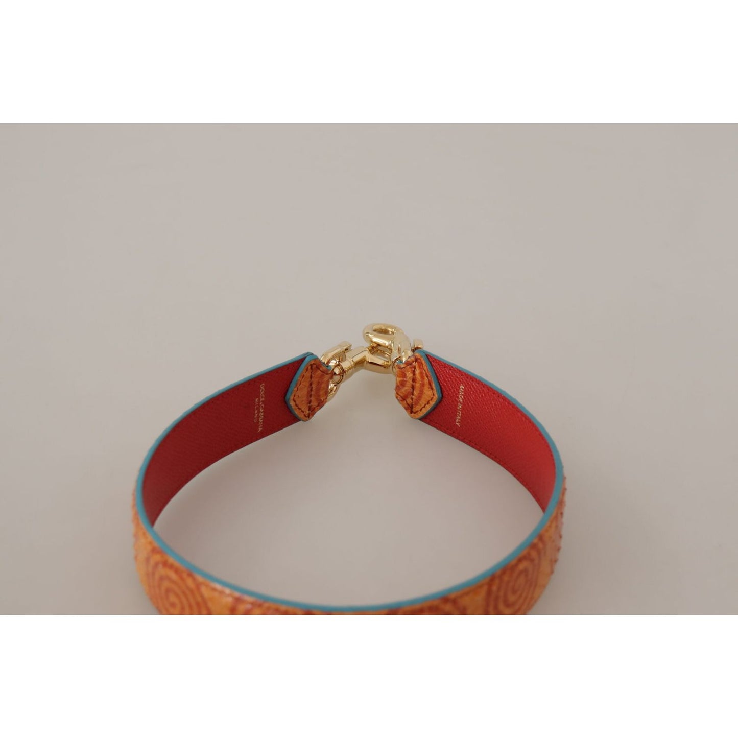Dolce & Gabbana Orange Leather Swirl Print Bag Shoulder Strap 1728,67345645728,Bags,Dolce & Gabbana,Leather Accessories - Women - Bags,Material: 100% Leather,New with tags,Orange,Shoulder Straps - Bags,Women,Women - Bags