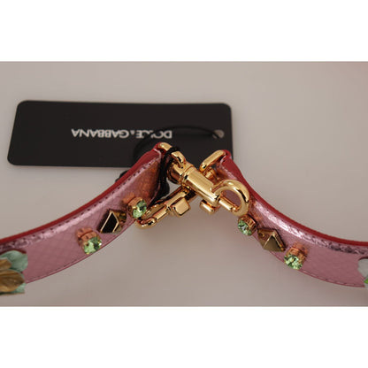 Dolce & Gabbana Metallic Pink Leather Studded Shoulder Strap 1728,67345645728,Bags,Dolce & Gabbana,Leather Accessories - Women - Bags,Material: 100% Leather,New with tags,Pink,Shoulder Straps - Bags,Women,Women - Bags