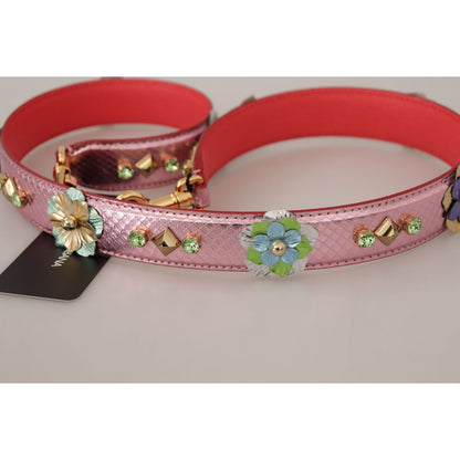 Dolce & Gabbana Metallic Pink Leather Studded Shoulder Strap 1728,67345645728,Bags,Dolce & Gabbana,Leather Accessories - Women - Bags,Material: 100% Leather,New with tags,Pink,Shoulder Straps - Bags,Women,Women - Bags