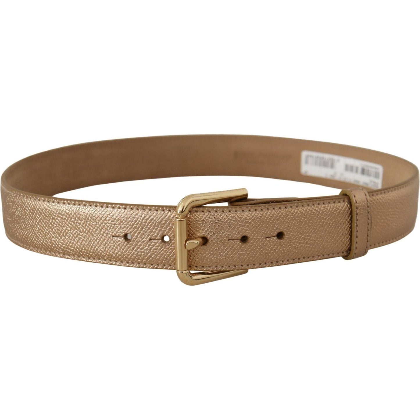 Dolce & Gabbana Chic Rose Gold Leather Belt with Logo Buckle Dolce & Gabbana