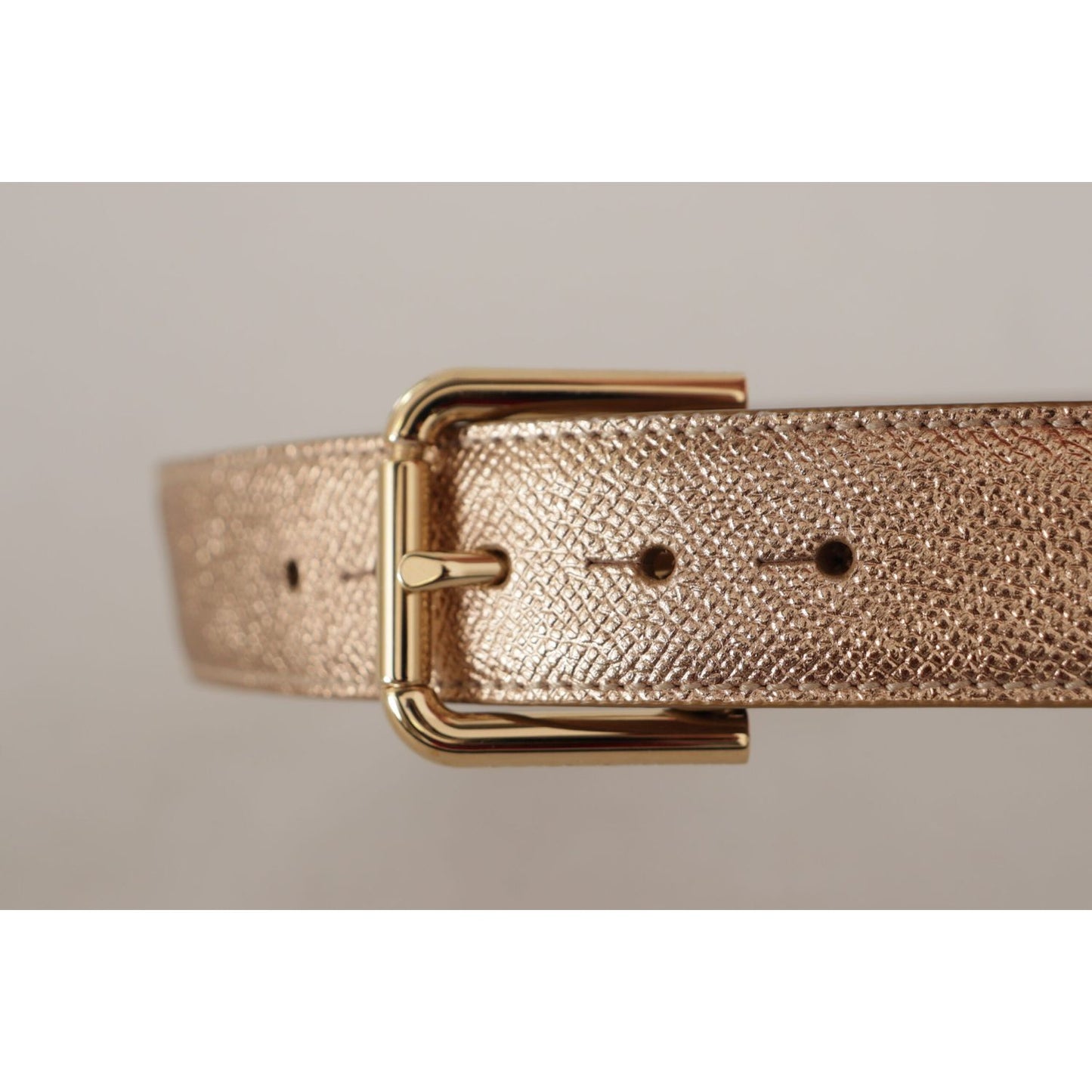 Dolce & Gabbana Chic Rose Gold Leather Belt with Logo Buckle Dolce & Gabbana