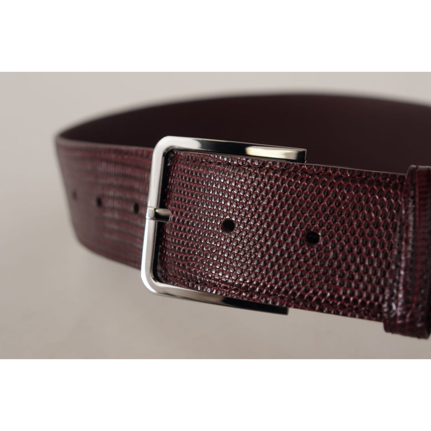 Dolce & Gabbana Elegant Maroon Leather Belt with Engraved Buckle Dolce & Gabbana