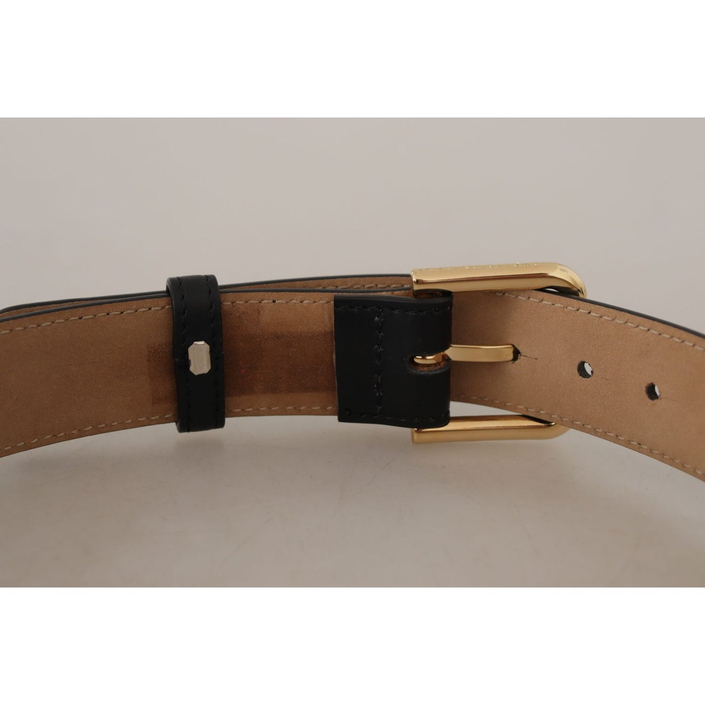 Dolce & Gabbana Elegant Leather Belt with Logo Buckle Dolce & Gabbana